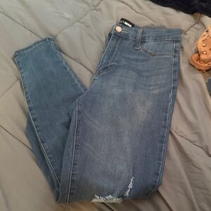 Fashion Nova Distressed Blue Skinny Jeans